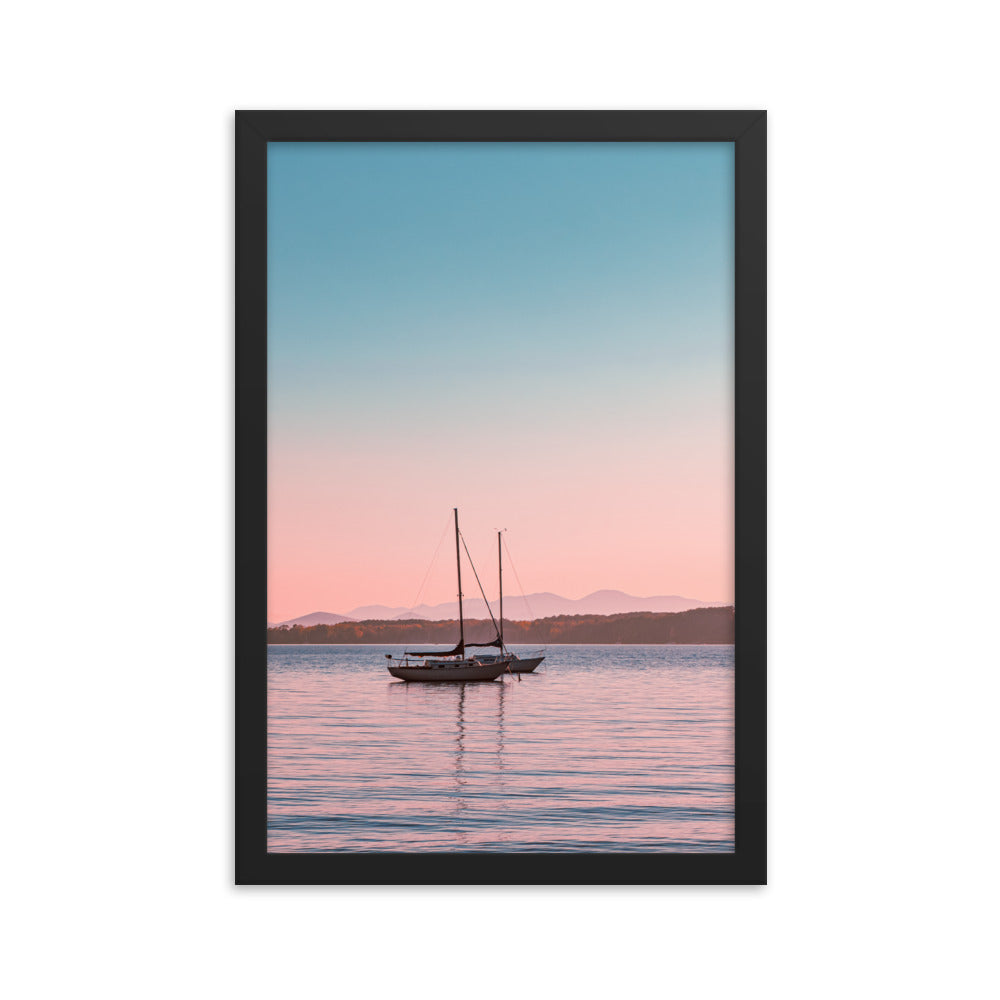 Sunset on Lake Champlain, Vermont - Framed Print