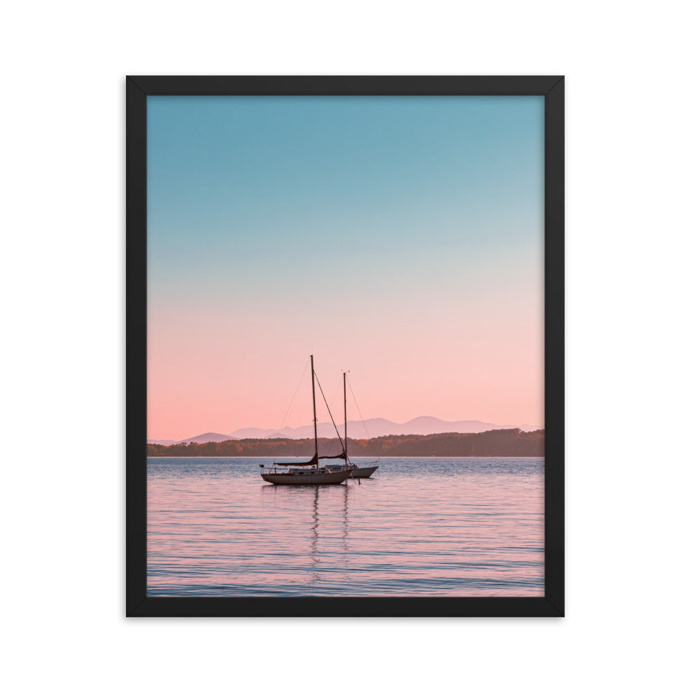 Sunset on Lake Champlain, Vermont - Framed Print