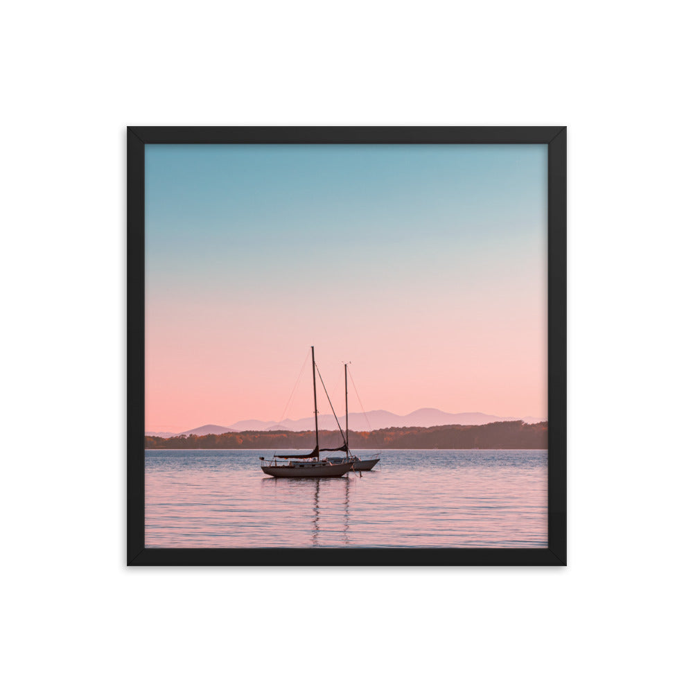Sunset on Lake Champlain, Vermont - Framed Print