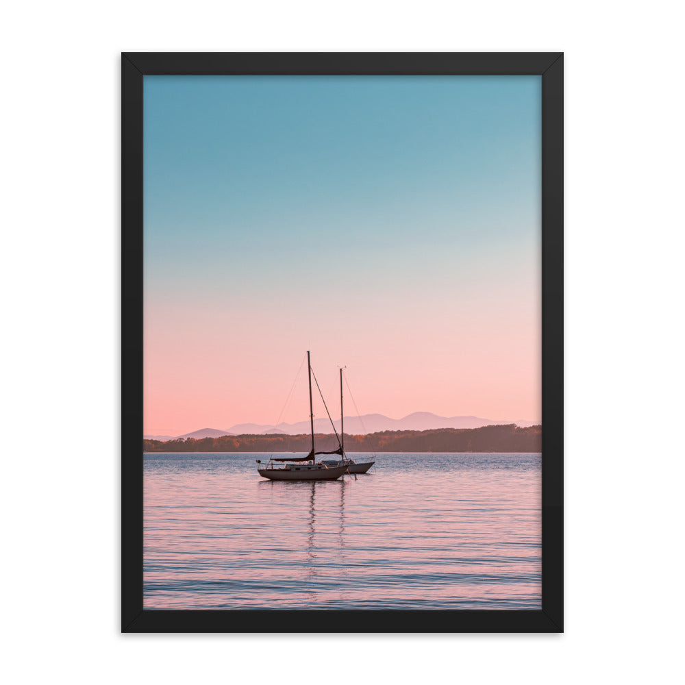 Sunset on Lake Champlain, Vermont - Framed Print