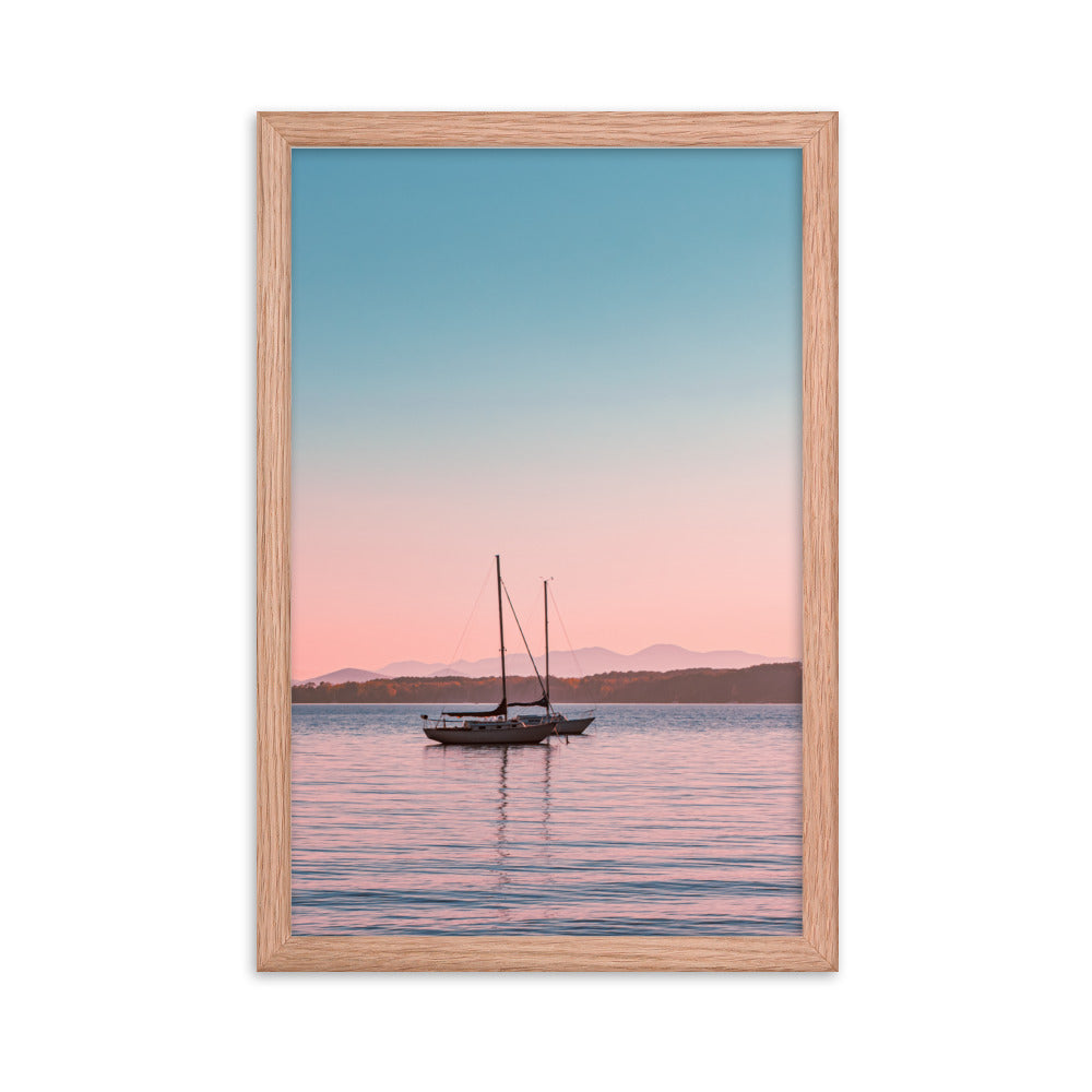 Sunset on Lake Champlain, Vermont - Framed Print
