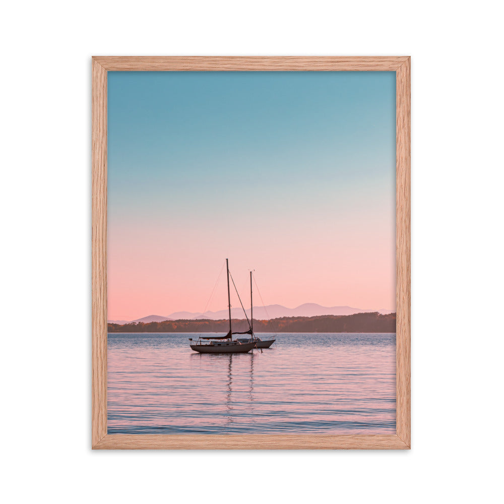 Sunset on Lake Champlain, Vermont - Framed Print