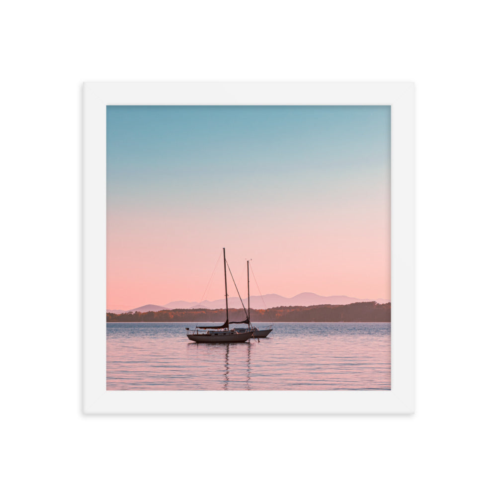 Sunset on Lake Champlain, Vermont - Framed Print