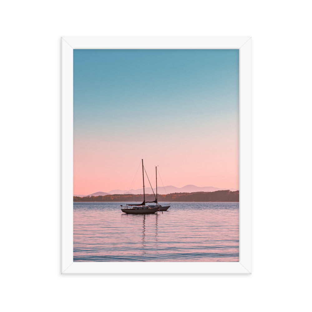 Sunset on Lake Champlain, Vermont - Framed Print
