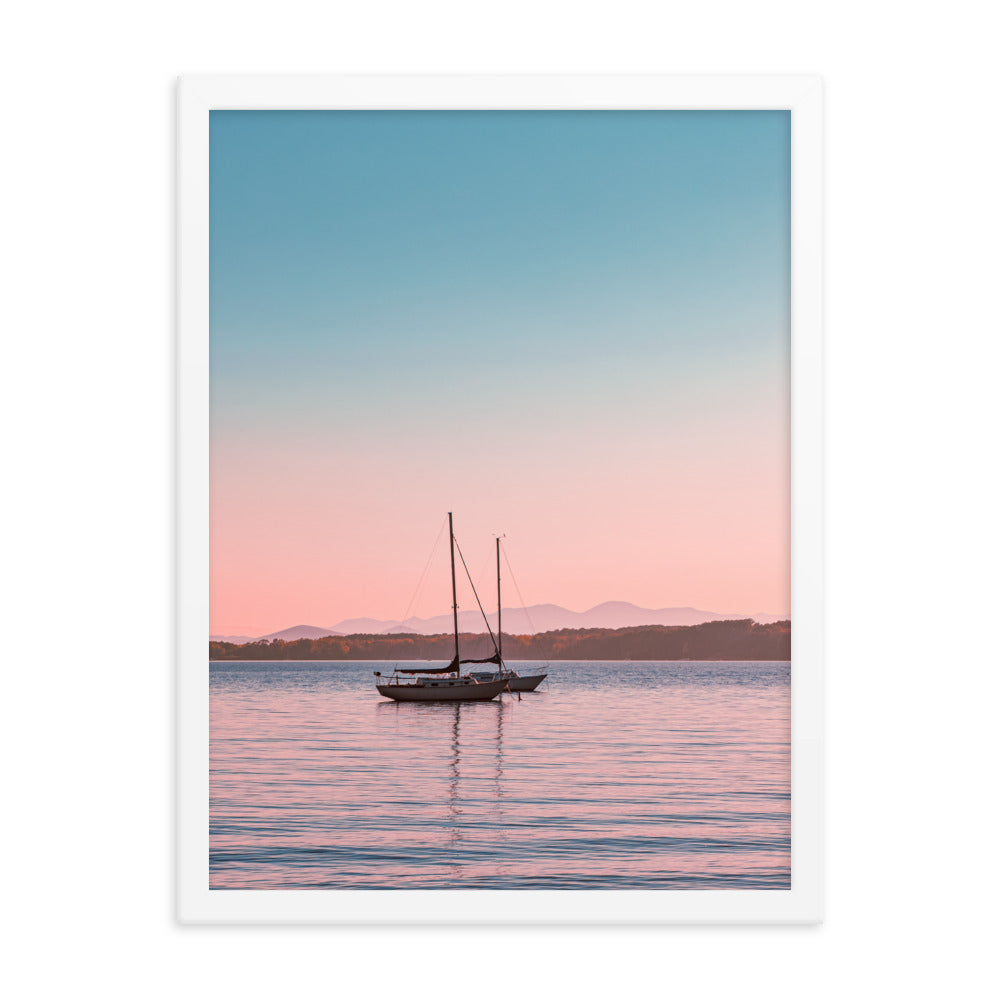 Sunset on Lake Champlain, Vermont - Framed Print