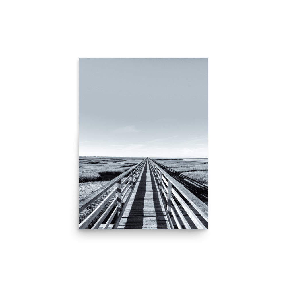 Gray's Beach Boardwalk, Cape Cod, Black and White Print