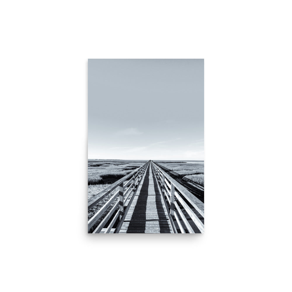 Gray's Beach Boardwalk, Cape Cod, Black and White Print