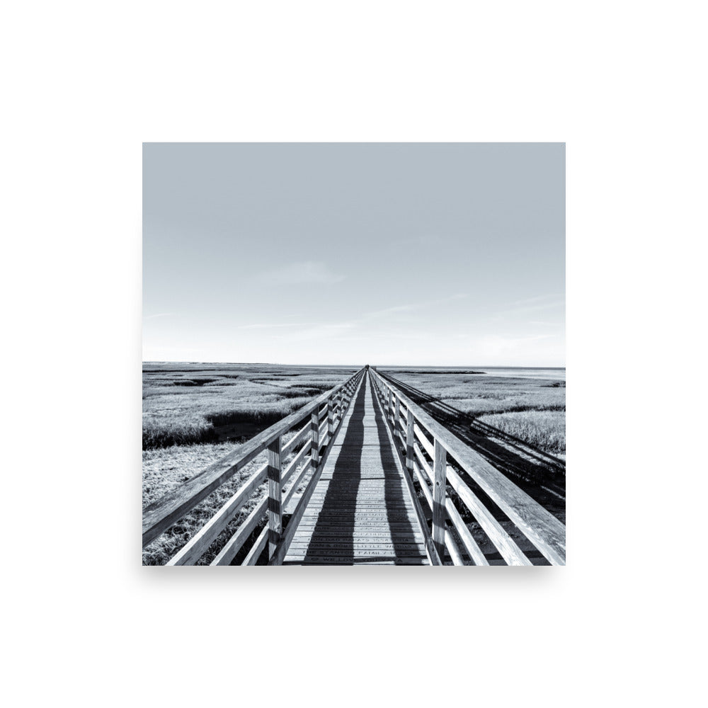 Gray's Beach Boardwalk, Cape Cod, Black and White Print