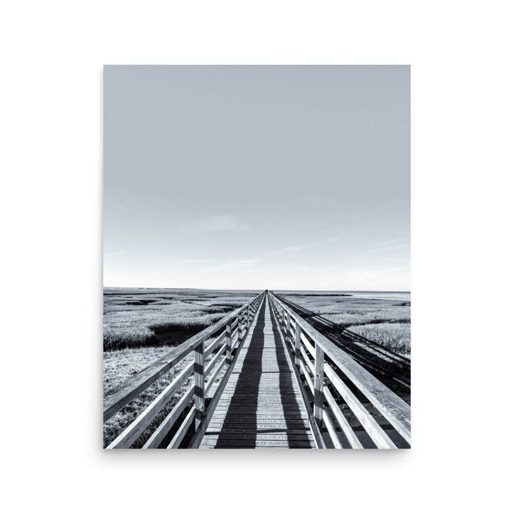 Gray's Beach Boardwalk, Cape Cod, Black and White Print