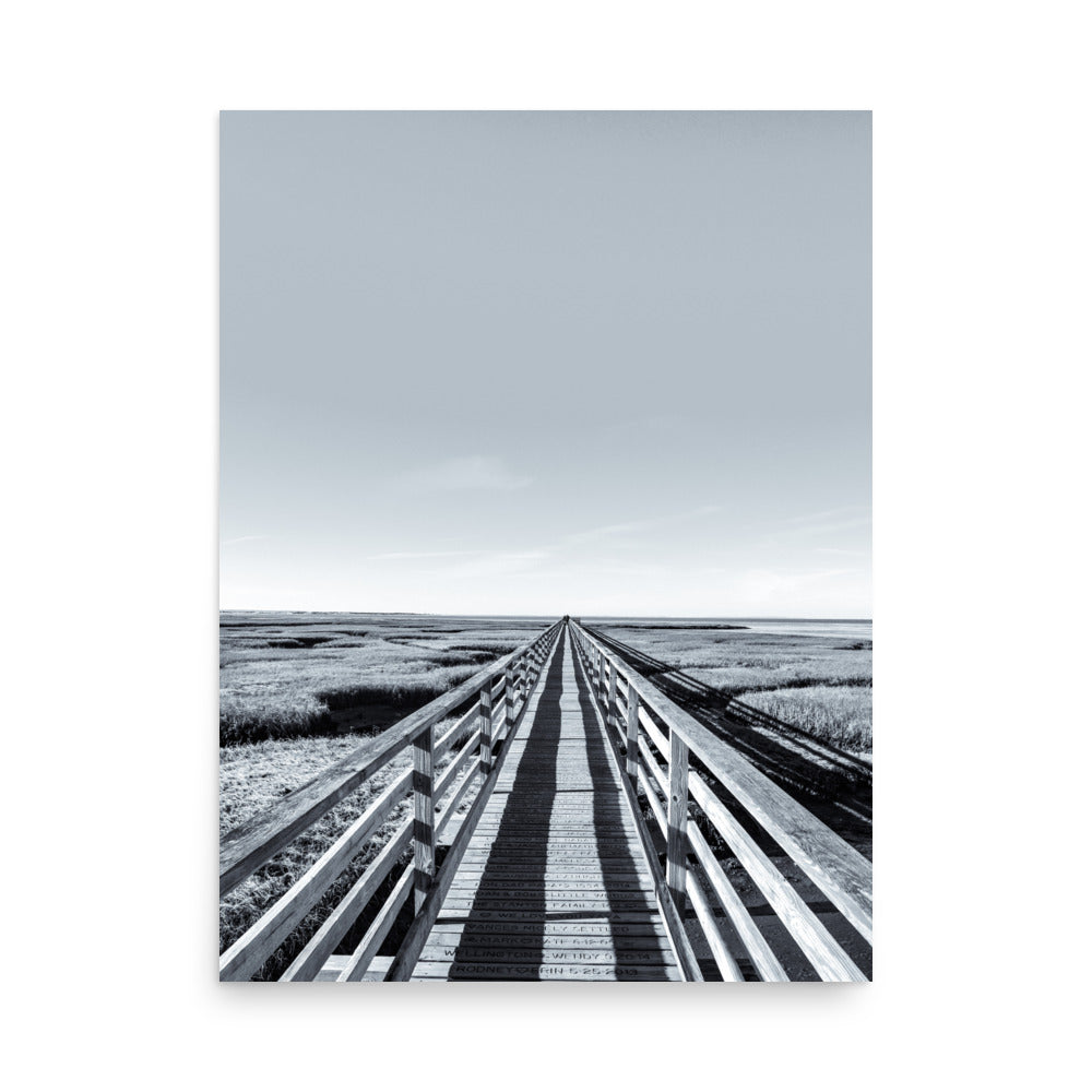 Gray's Beach Boardwalk, Cape Cod, Black and White Print