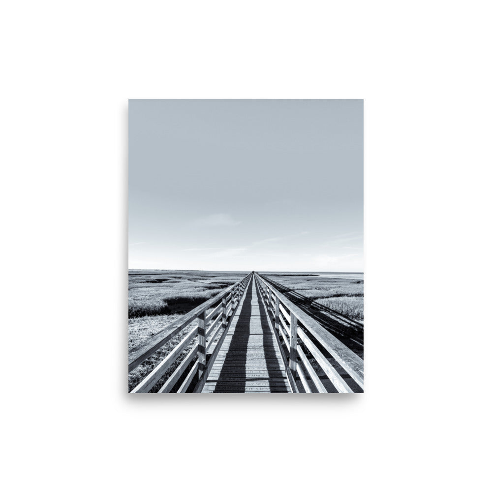 Gray's Beach Boardwalk, Cape Cod, Black and White Print